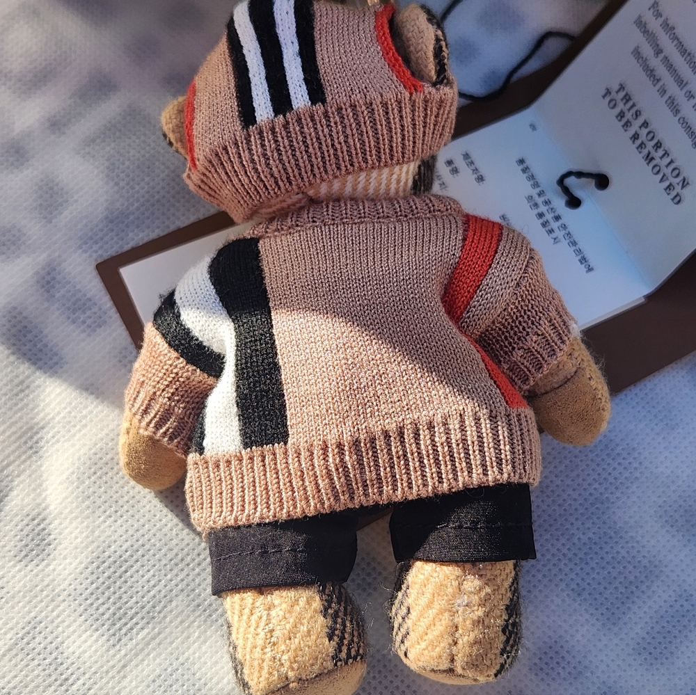Burberry Striped Sweater Teddy Bear Keychain NIB - Picture 8 of 12
